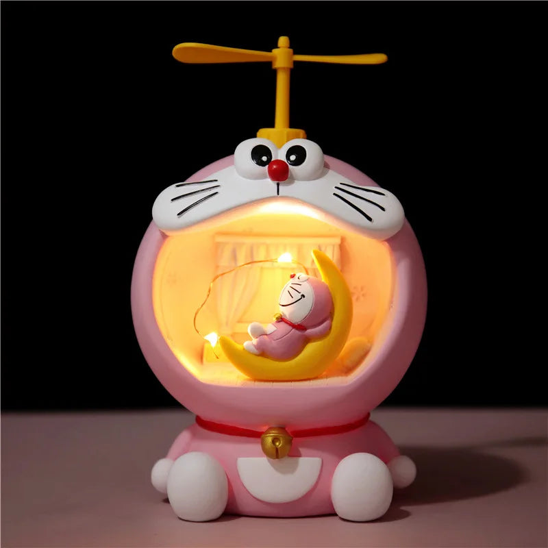 Cartoon Cat Night Light Resin Baby Girl Room Decor Lamp Piggy Bank Children Gift