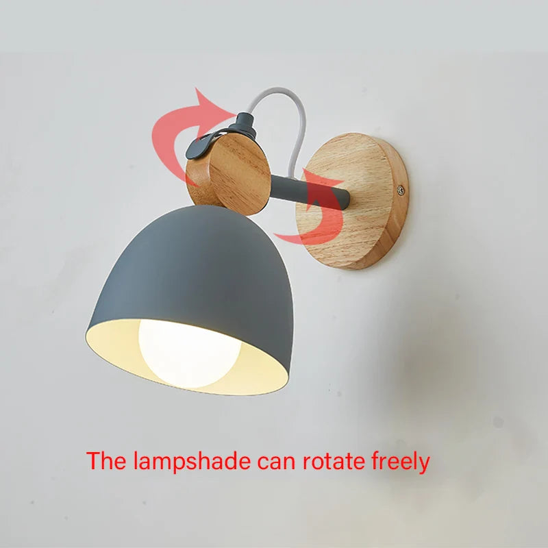 Nordic Wood Iron Adjustable LED Wall Lamp for Home Decor Econiko Brand