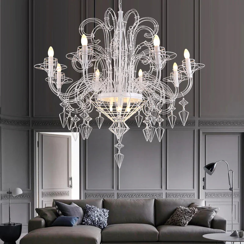 Baroque Iron LED Pendant Lamp by Econiko - Designer Black White Suspension Light