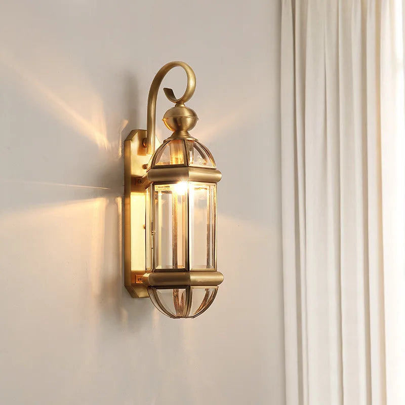 Classical Foyer Glass Wall Lamp for Bedroom and Aisle Decor, Econiko Brass Design