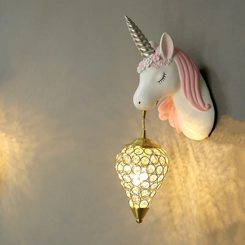 Cartoon Unicorn Wall Lamp for Children's Room, Bedside Decor, Princess Baby Girl's Bedroom - Econiko