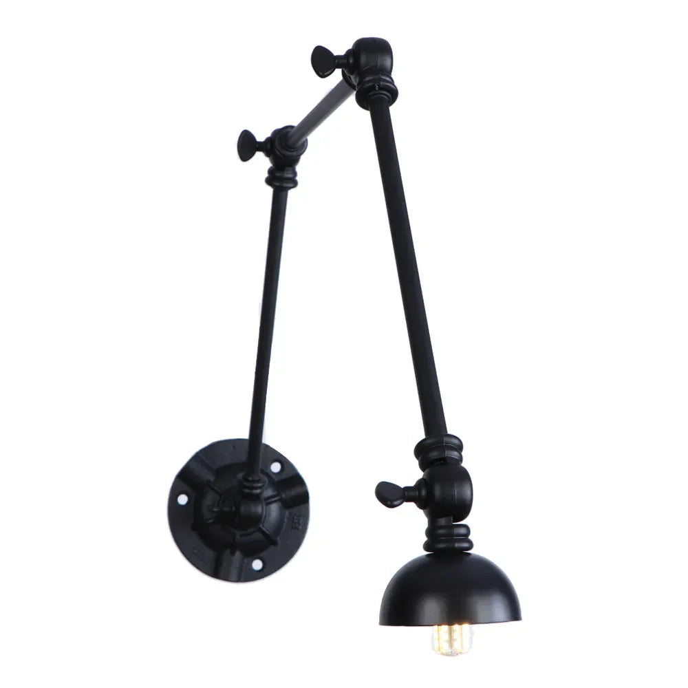 Adjustable Joint Loft Swing Arm Wall Light by Econiko - Vintage Iron Black Wall Lamp for Study and Bedroom Reading