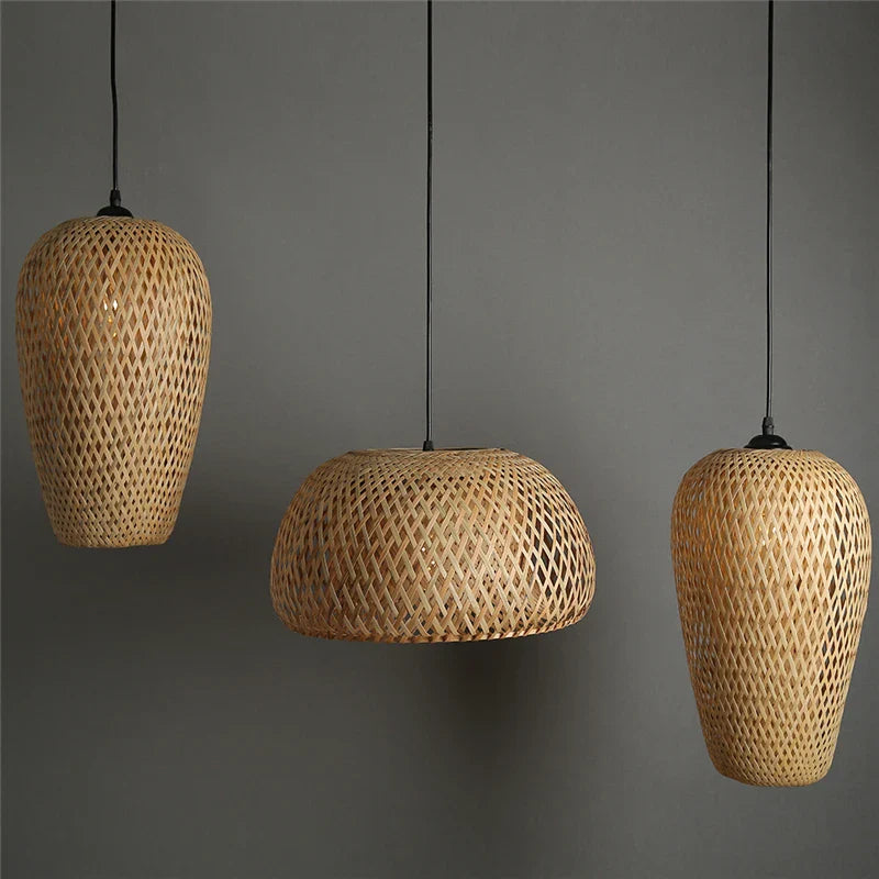 Bamboo Woven Pendant Lights Wooden Art Decor Lamp by Econiko - Study Tea House Dining Room Lighting