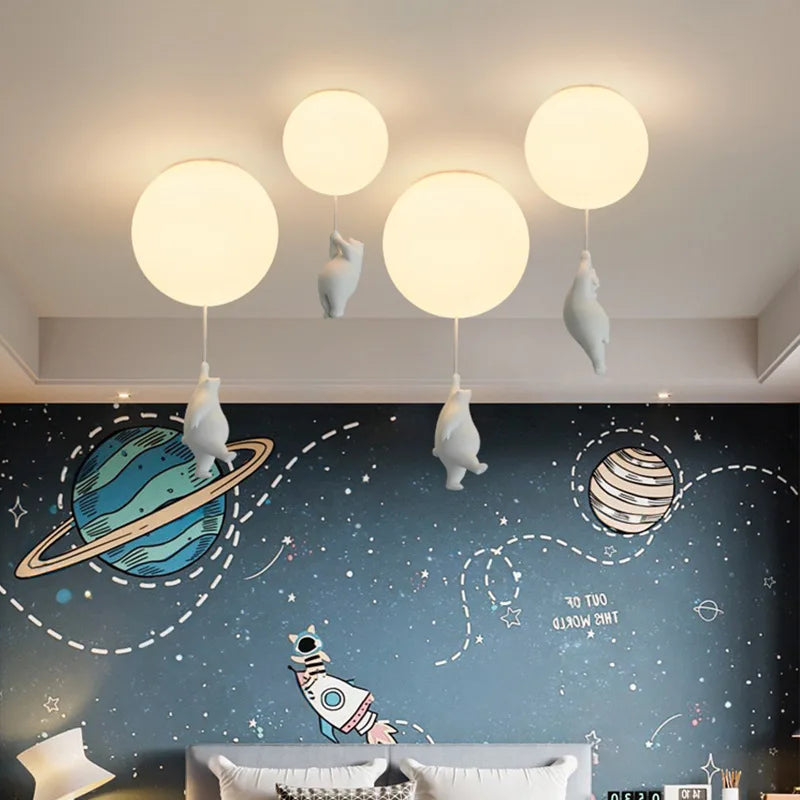 Bear Kids Room Ceiling Lamp LED Light Fixture by Econiko - Modern Cartoon Design