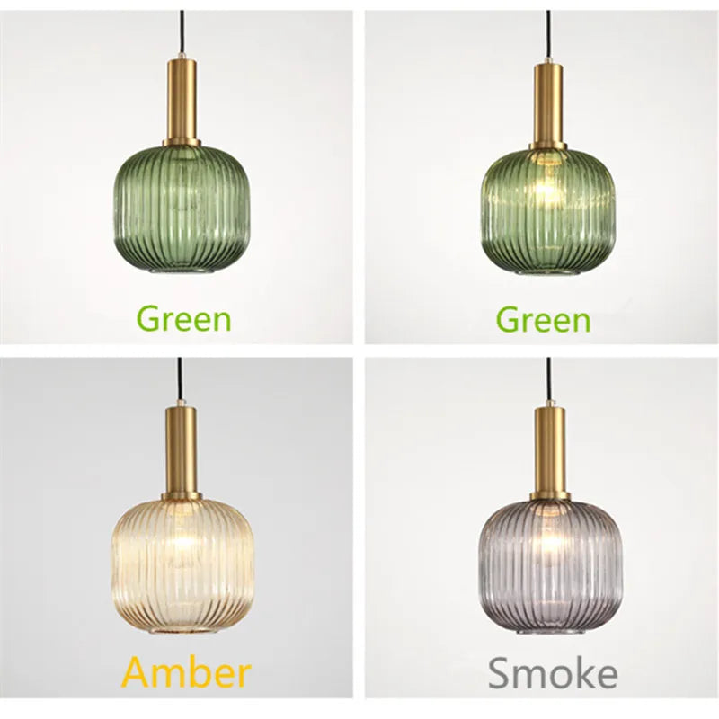 Chandelier Kitchen Lamp Glass Postmodern Loft Dinner Glass Living Room Bar Green/Amber by Econiko