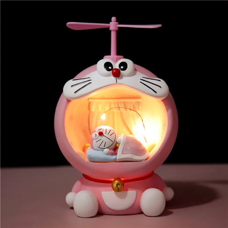 Cartoon Cat Night Light Resin Baby Girl Room Decor Lamp Piggy Bank Children Gift