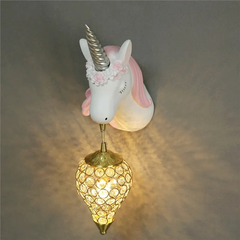 Cartoon Unicorn Wall Lamp for Children's Room, Bedside Decor, Princess Baby Girl's Bedroom - Econiko