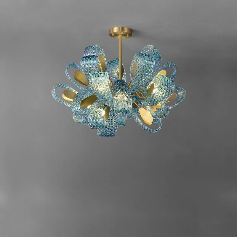 Blue Glass LED Beauty Chandelier by Econiko for Foyer Lighting Suspension