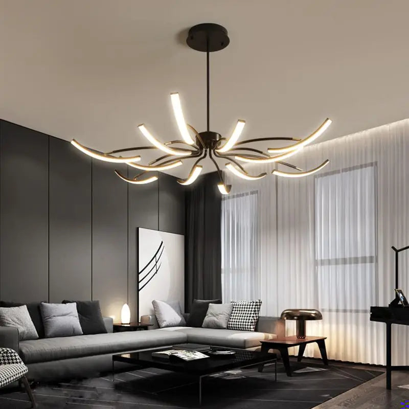 Chandelier Iron Dimmable Lustre by Econiko - Adjustable Hanging Lamps Ceiling for Home Décor