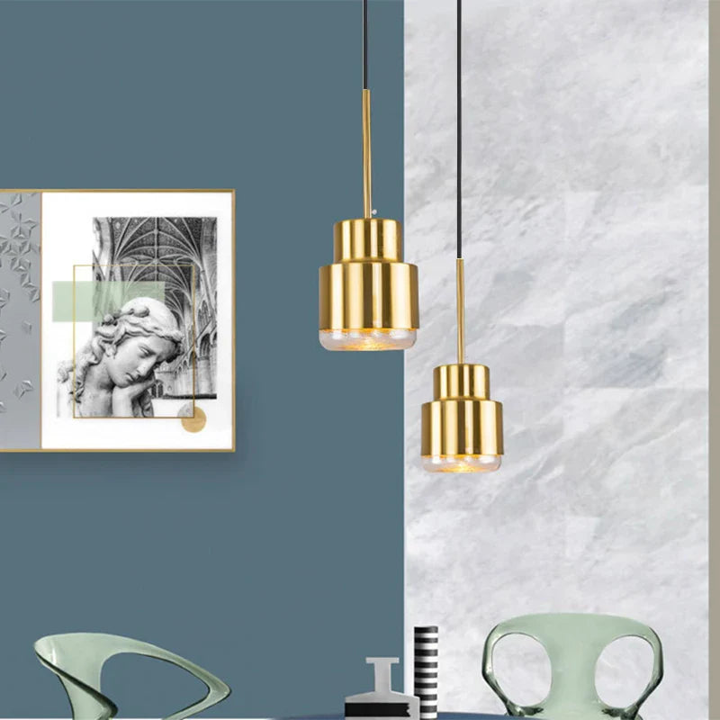 Econiko Gold LED Pendant Light Chandelier for Home Decor: Modern E27 Hanging Lamp