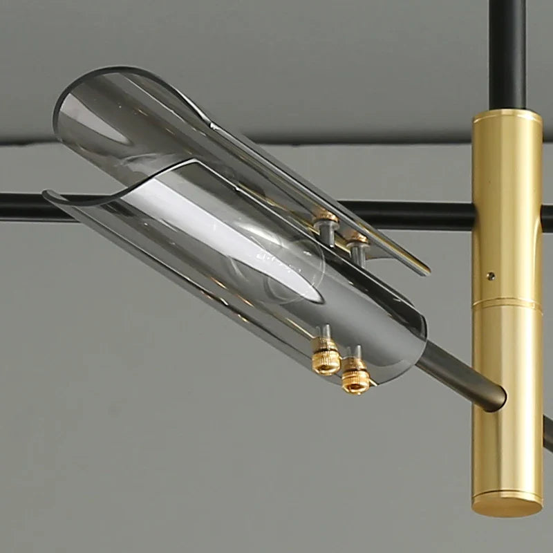 Black Gold Glass Tube Chandelier Postmodern Staircase Kitchen Sitting Room Light by Econiko