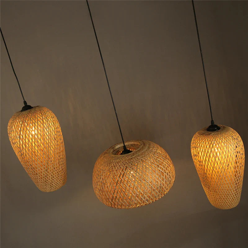 Bamboo Woven Pendant Lights Wooden Art Decor Lamp by Econiko - Study Tea House Dining Room Lighting