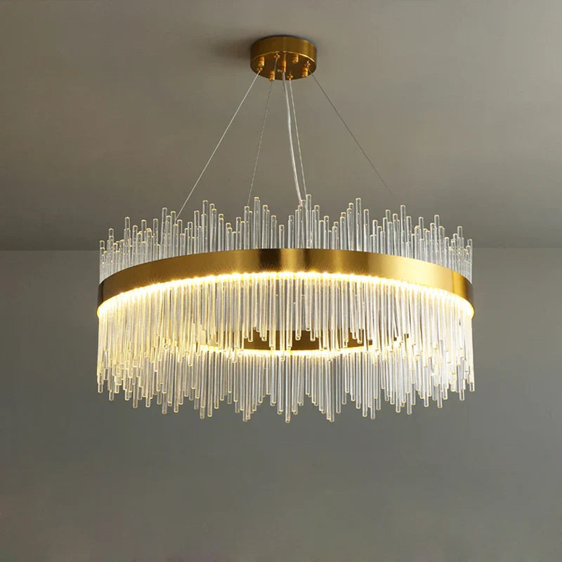 Art Deco Glass Gold Designer Hanging Lamp Chandelier Lighting for Dinning Room - Econiko