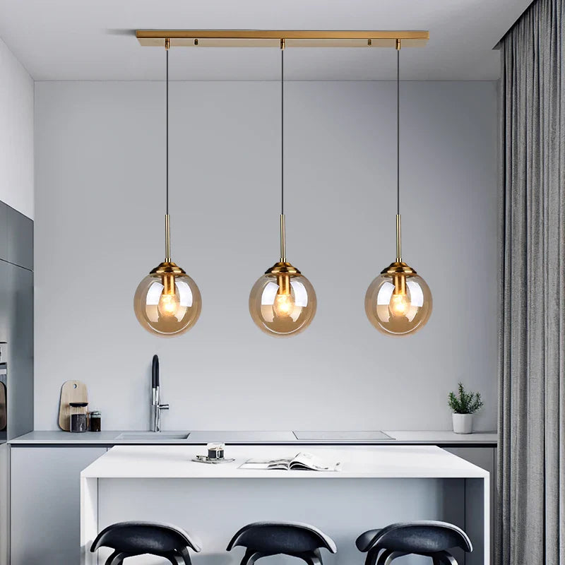 Black Brass Glass Ball Pendant Lights Magic Bean Suspension Lamp for Econiko Brand Kitchen Island Restaurant Home Decor