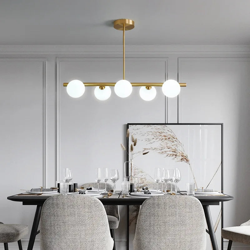 Brass Glass Ball Pendant Light for Dining Table by Econiko - Indoor Home Decor