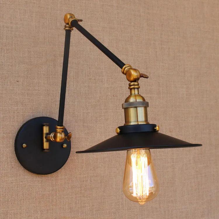 Adjustable Econiko Swing Arm Wall Lamp Vintage Industrial Sconce LED Lighting