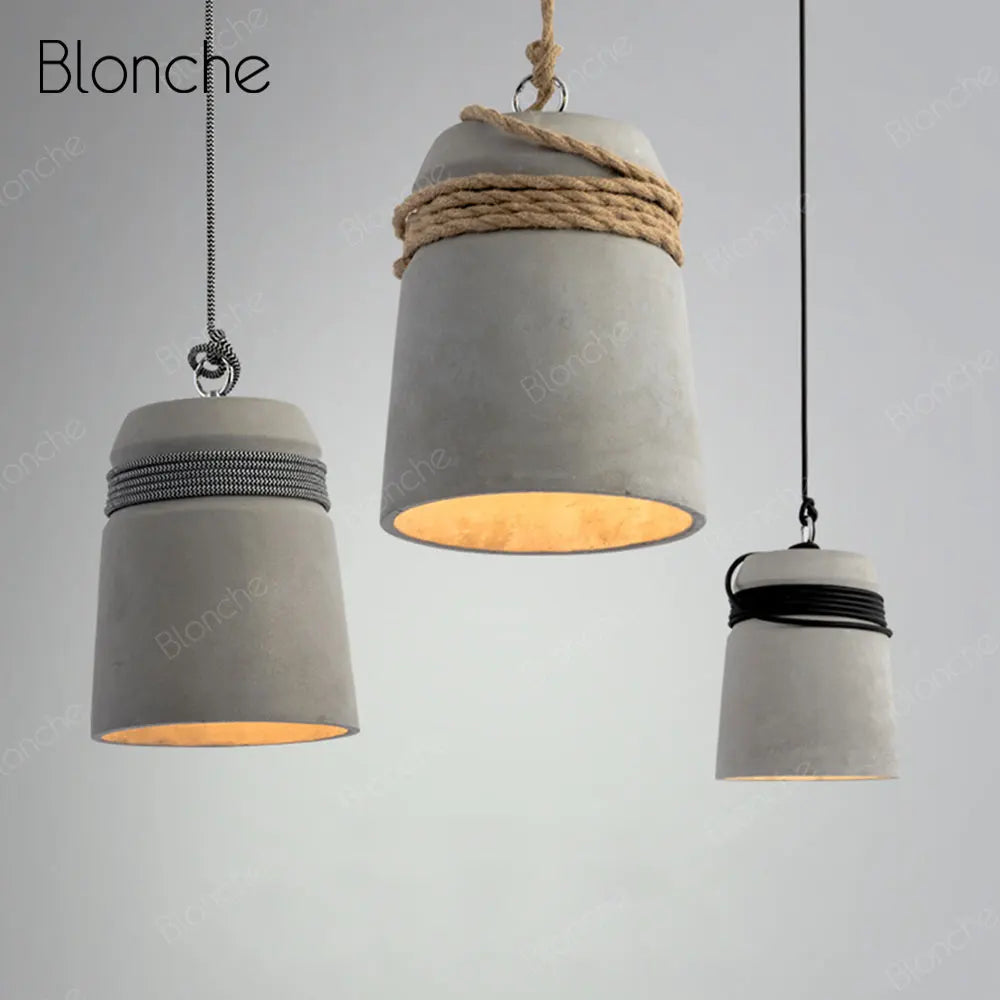 Cement Pendant Lights by Econiko: Modern Loft Hanging Lamp for Bar, Restaurant, Cafe Industrial Decor