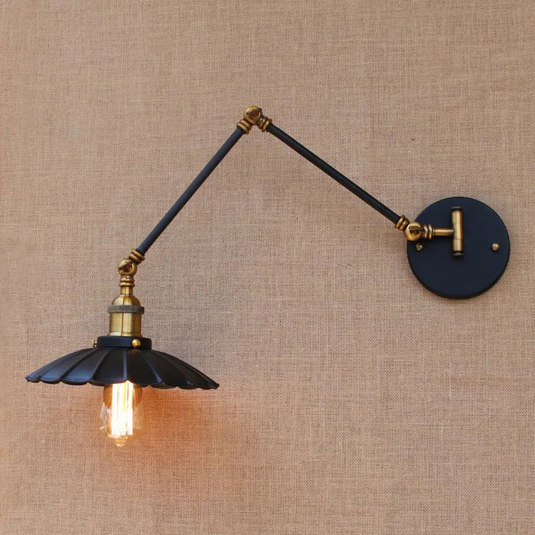 Adjustable Econiko Swing Arm Wall Lamp Vintage Industrial Sconce LED Lighting