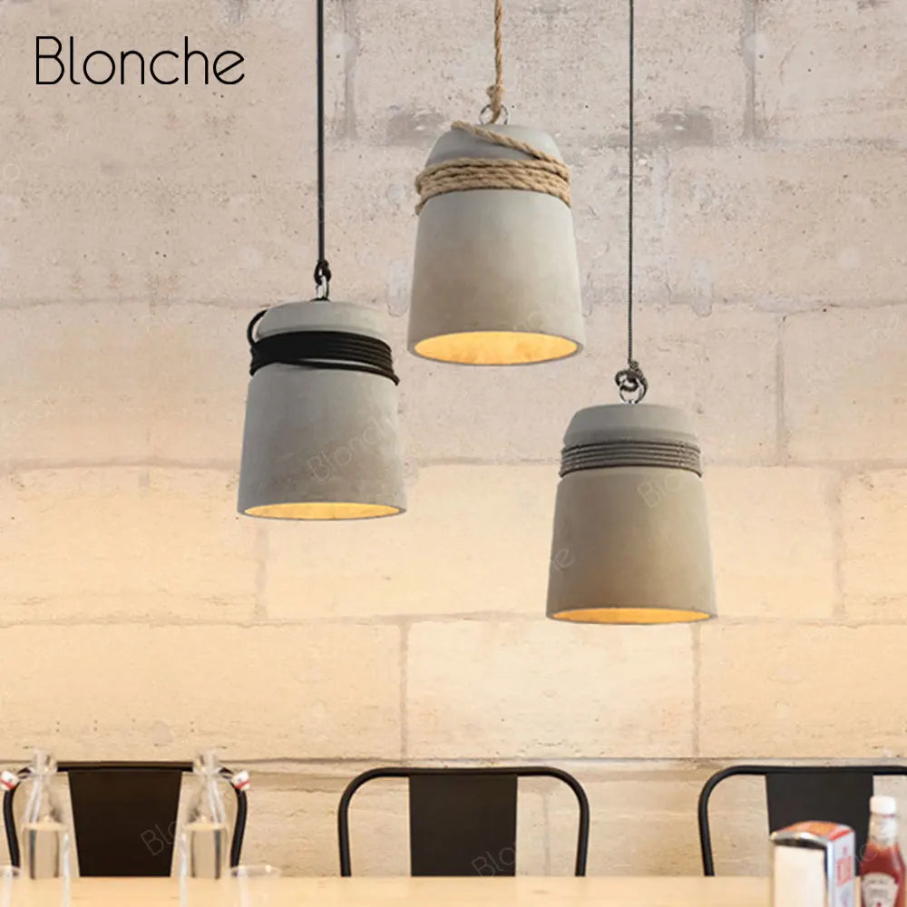 Cement Pendant Lights by Econiko: Modern Loft Hanging Lamp for Bar, Restaurant, Cafe Industrial Decor