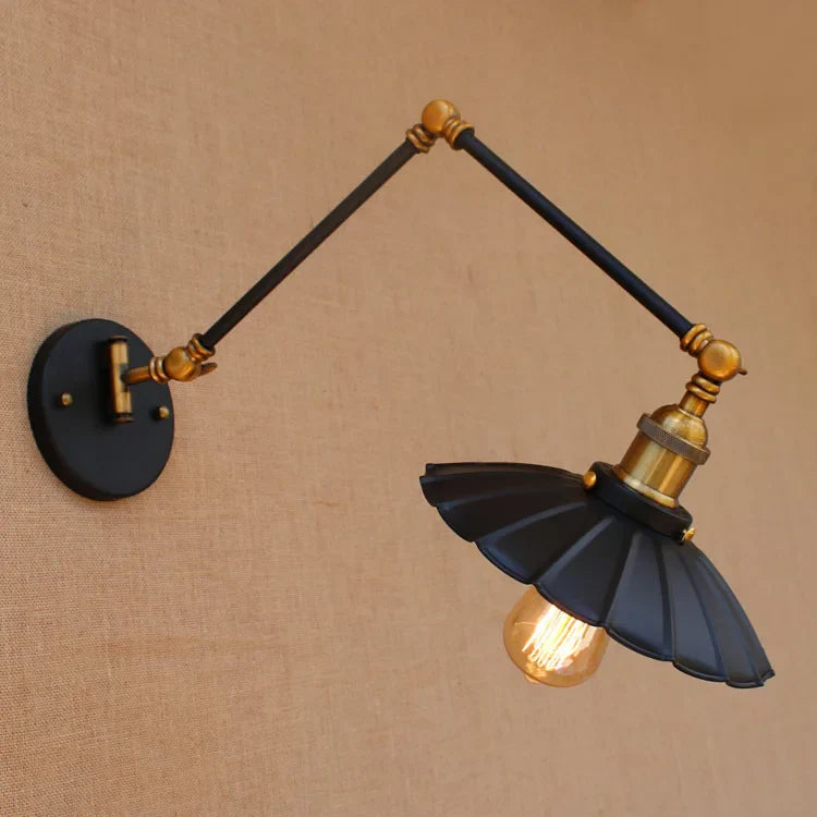 Adjustable Econiko Swing Arm Wall Lamp Vintage Industrial Sconce LED Lighting