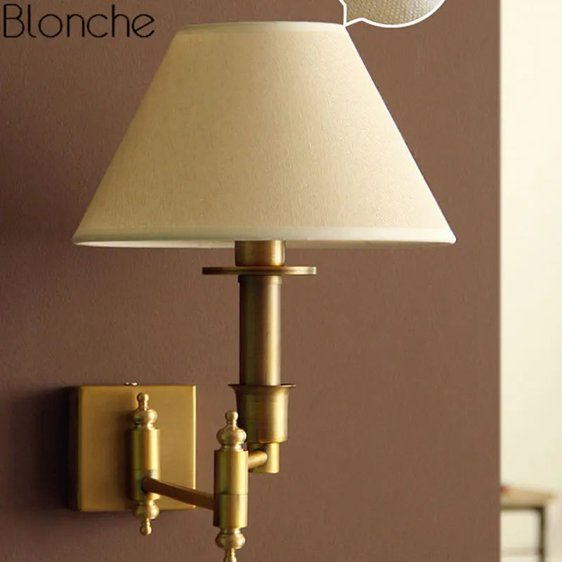 Bronze Fabric Wall Sconce Lamp E27 Bedroom Industrial Decor Econiko Brand