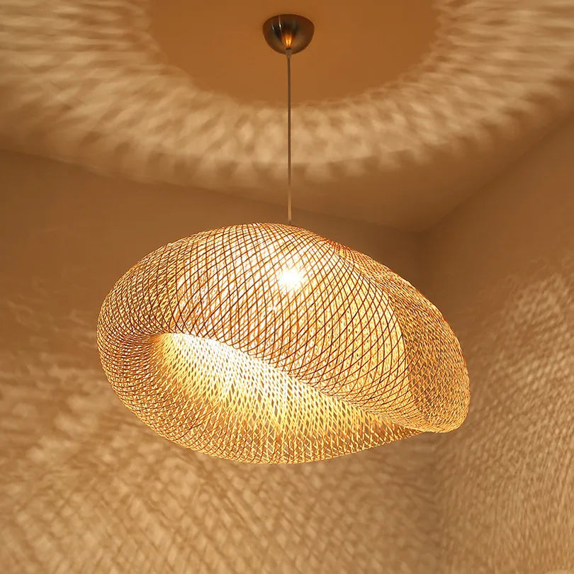 Bamboo Weave Pendant Lights by Econiko: Handmade LED Kitchen Lamps for Restaurant & Countryside