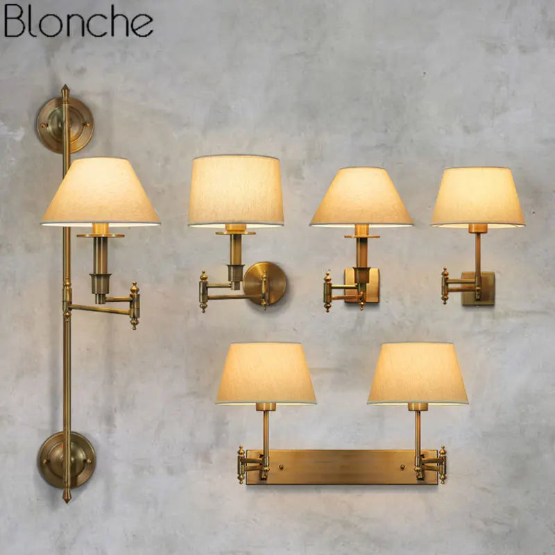 Bronze Fabric Wall Sconce Lamp E27 Bedroom Industrial Decor Econiko Brand