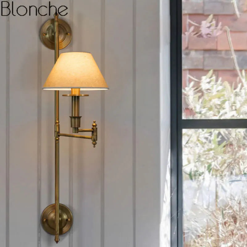 Bronze Fabric Wall Sconce Lamp E27 Bedroom Industrial Decor Econiko Brand