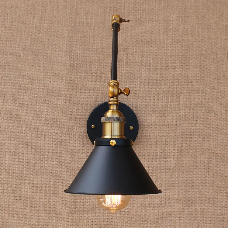 Adjustable Econiko Swing Arm Wall Lamp Vintage Industrial Sconce LED Lighting