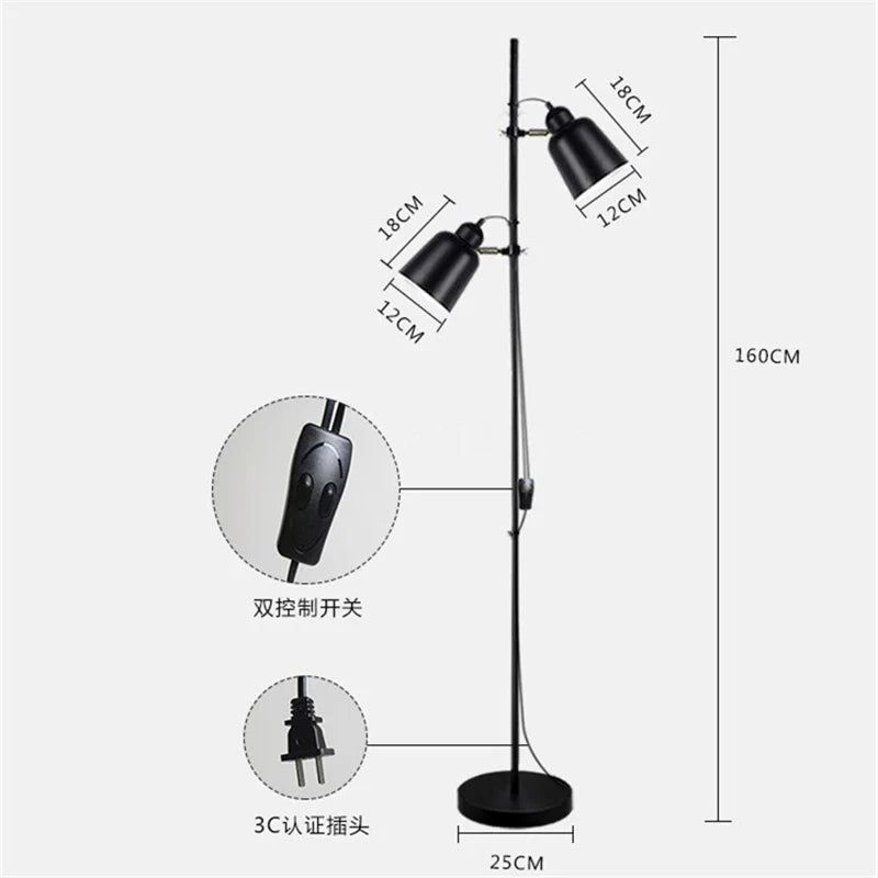 Adjustable 2-Light Floor Lamp for Living Room Decor by Econiko - Indoor Lighting