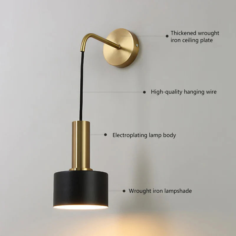 Nordic LED Wall Lamp E27 Sconce Light Gold Black Indoor Lighting for Home Decor - Econiko