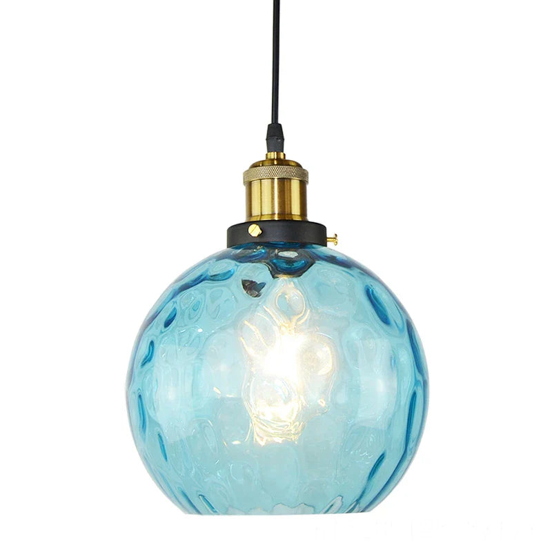 Blue Glass Ball LED Pendant Light for Living Room by Econiko: Modern Home Decor Lighting