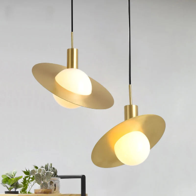 Econiko Gold Planet Pendant Light: Nordic Modern Chandelier for Bedroom, Kitchen, Living Room