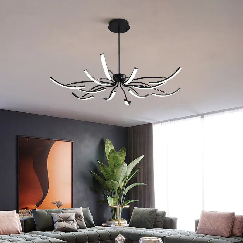 Chandelier Iron Dimmable Lustre by Econiko - Adjustable Hanging Lamps Ceiling for Home Décor