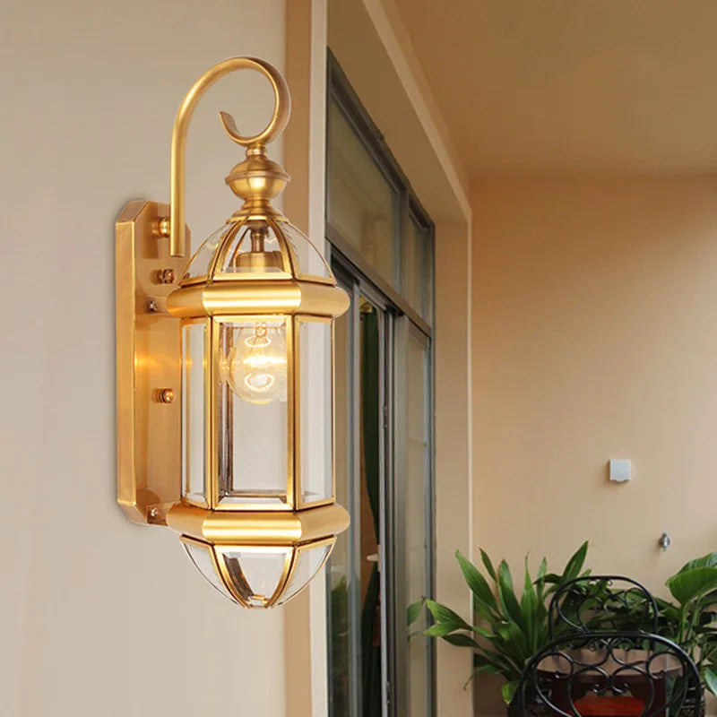 Classical Foyer Glass Wall Lamp for Bedroom and Aisle Decor, Econiko Brass Design