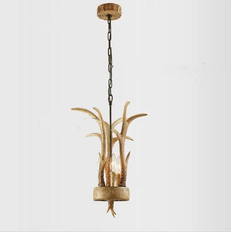 4-Head Brown Antler Chandeliers Pendant Lamps Ceiling Fixtures Lighting, E14 110-240V - Econiko