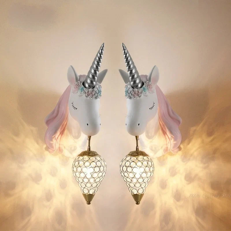 Cartoon Unicorn Wall Lamp for Children's Room, Bedside Decor, Princess Baby Girl's Bedroom - Econiko