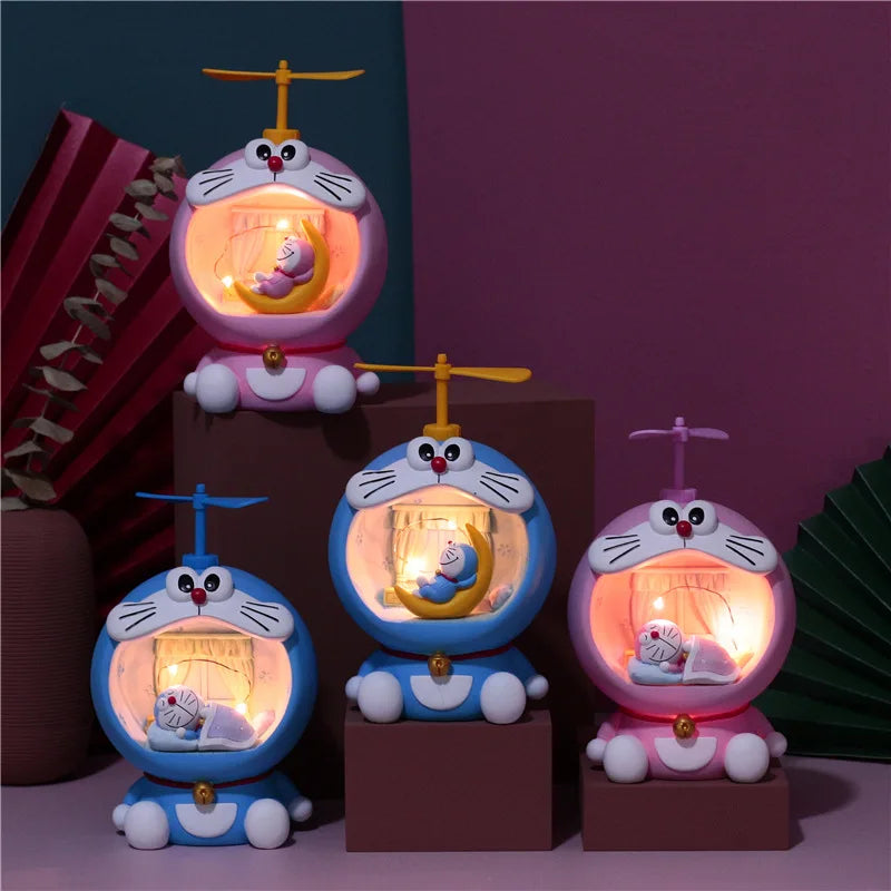 Cartoon Cat Night Light Resin Baby Girl Room Decor Lamp Piggy Bank Children Gift