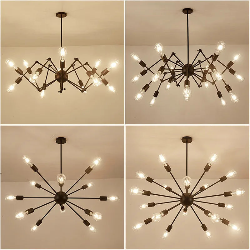 Adjustable Rotatable Spider Iron Chandelier by Econiko: Industrial Satellite Lighting for Living Room