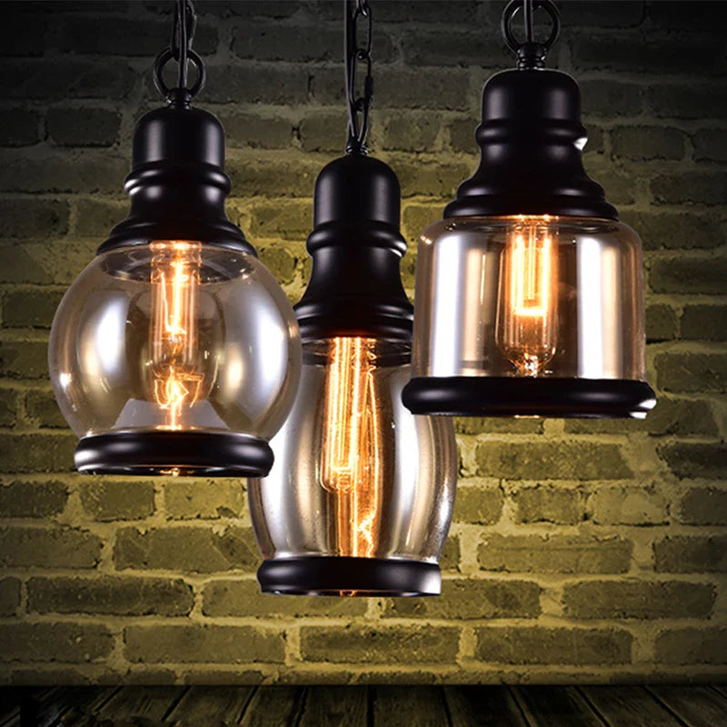 Amber Glass Wine Bottle Pendant Light with LED Bulb for Bar Restaurant by Econiko