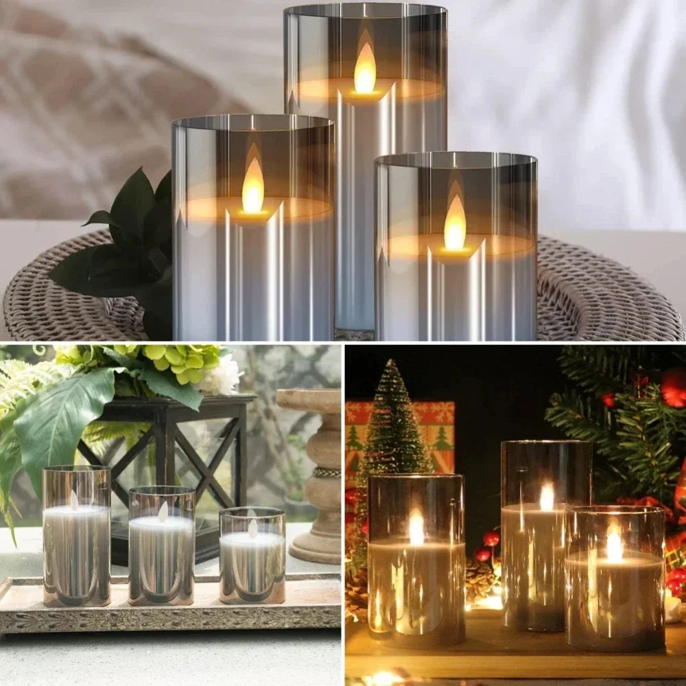 3pcs Econiko Flameless Electric LED Flickering Tealight Candles for Wedding & Christmas