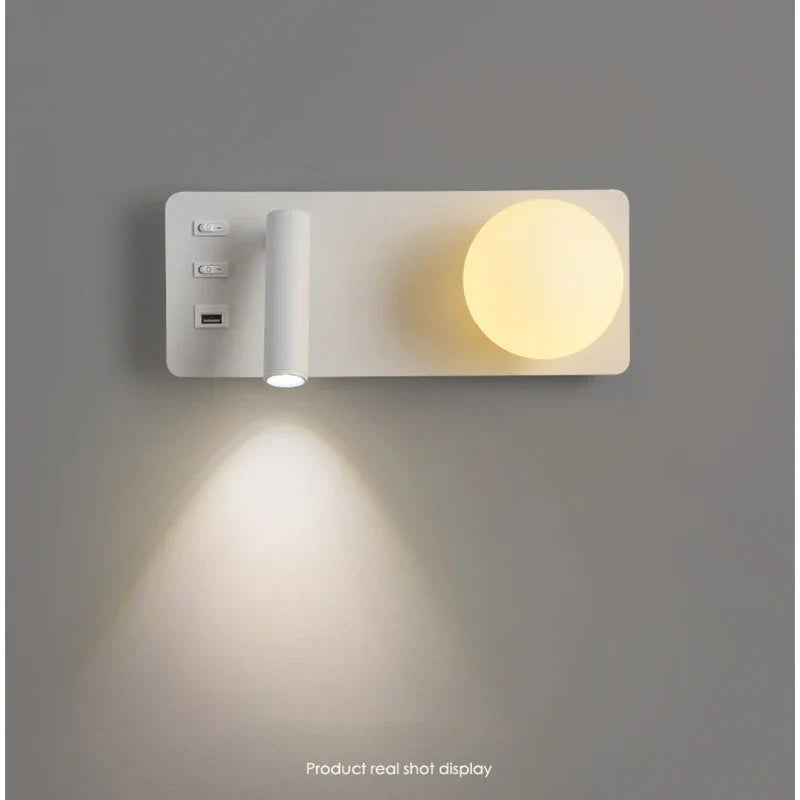 Econiko Nordic LED Wall Lamp with USB Switch, Modern Indoor Room Decor Light