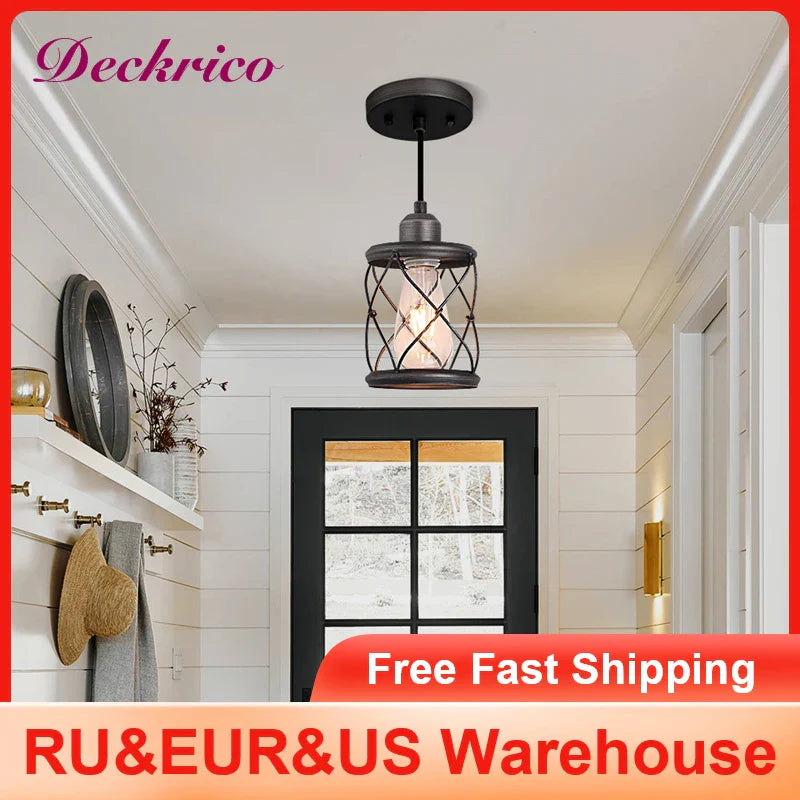 Adjustable Iron Decorative Ceiling Lamp E27 Lighting Fixture for Dining Room by Econiko