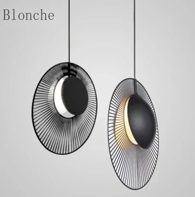 Black Scallop Pendant Lamp Indoor Hanging Light for Bedroom Dining Room Study Decor - Econiko