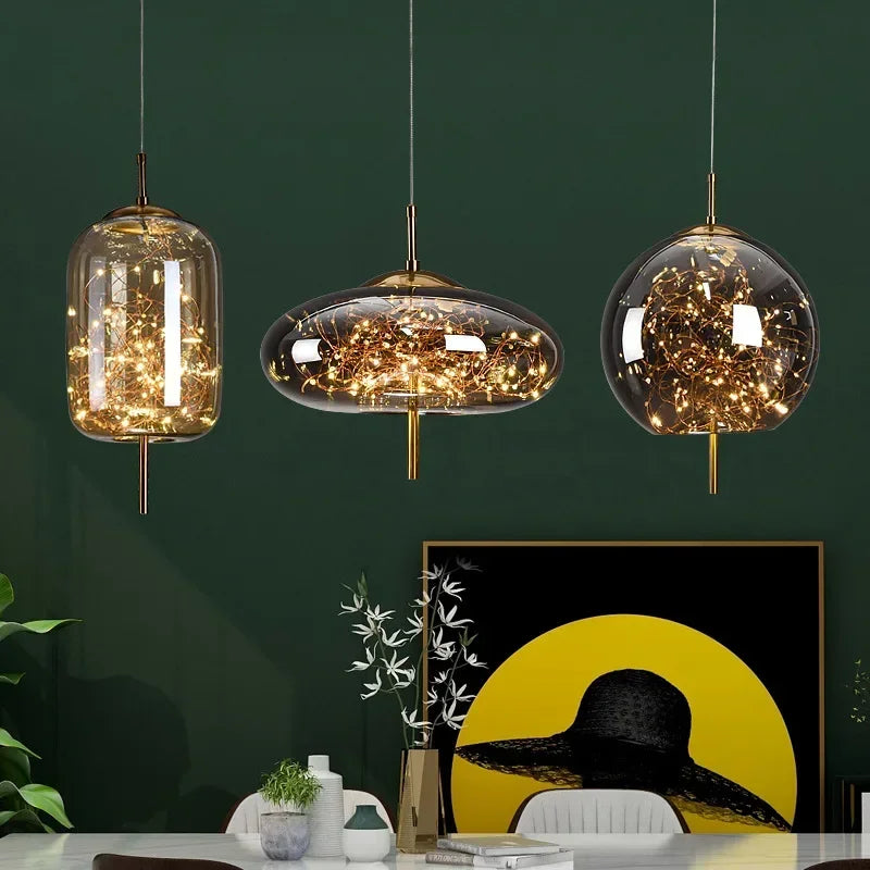 Nordic Luxury Glass Pendant Light Chandelier for Dining Room Living Room Bedroom by Econiko