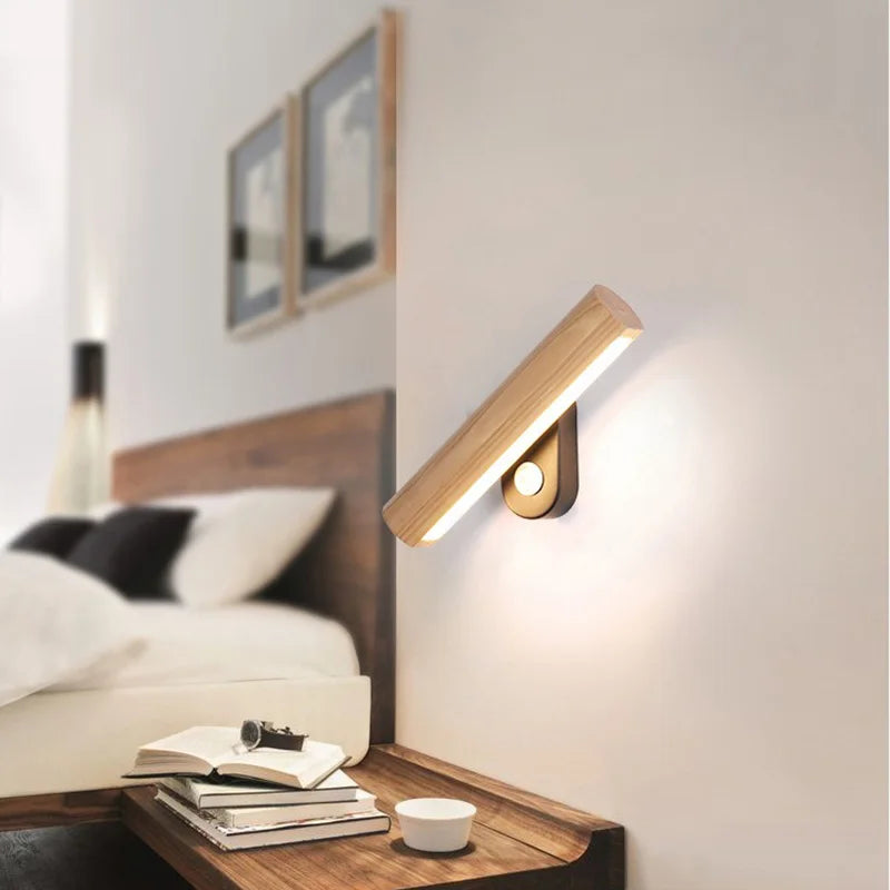 Econiko LED Wood Wall Lamp - Bedroom Living Room Indoor Light Fixture Sconces