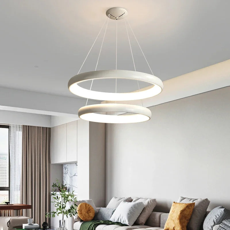 Circular LED Chandelier by Econiko: Remote Controlled Modern Interior Decor for Dining Room, Bedroom, Kitchen