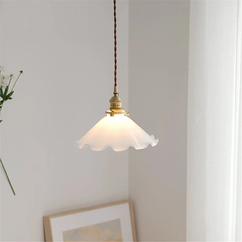 Brass Glass Pendant Light Vintage Dining Kitchen Ceiling Lighting by Econiko