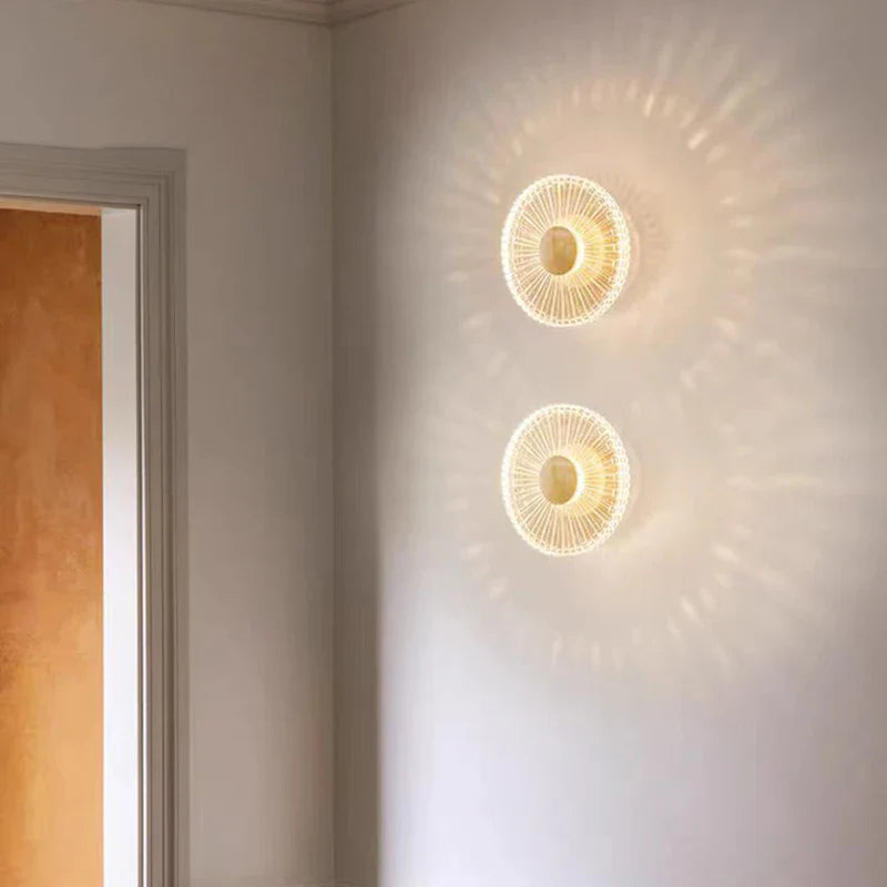 Acrylic LED Wall Light for Bedroom Stairs Aisle, Elegant Gold Brass Modern Lamp by Econiko.