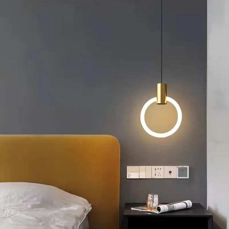 Acrylic Ring LED Chandelier by Econiko: Minimalist Design, 3 Color Dimming Options